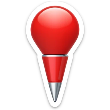 red pushpin with sharp metal tip sticker