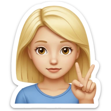 blonde girl pointing down with finger, classic emoji style sticker