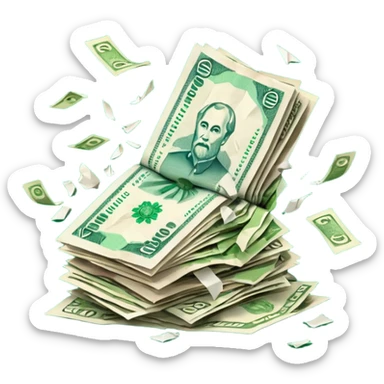 exploding stack of russian ruble notes sticker