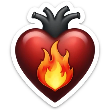 Black heart with flames sticker