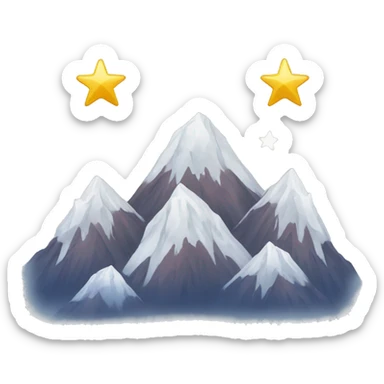3 Snowy mountain tops with the one in the middle taller than the others, with 3 stars above them one star high than the other two sticker