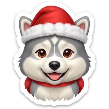 Pups husky in  red new yaer hat sticker