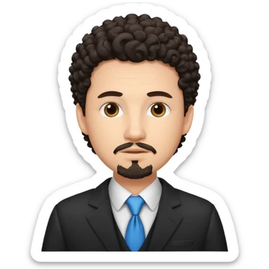 Create a white young man with curly dark hair and Goatee lawer sticker