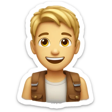 Boy getting really happy sticker