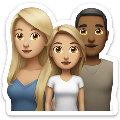 Puerto rican beard short brown hair  with blond long hair woman and brown long hair girl Family  sticker