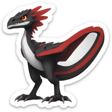  Cool Edgy Black Red White Digimon-Fakemon-Raptor-Reptile full body sticker
