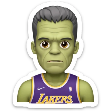 Frankenstein with a lakers uniform sticker