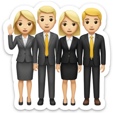 4 people, two man and two women,yellow skin office style sticker