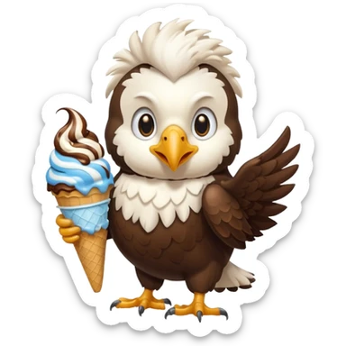 Cute eagle eating ice cream sticker