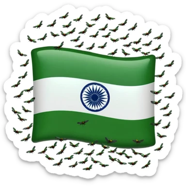 Create an Indian flag with flies above it and a stench coming off that is causing  the flies to be there sticker