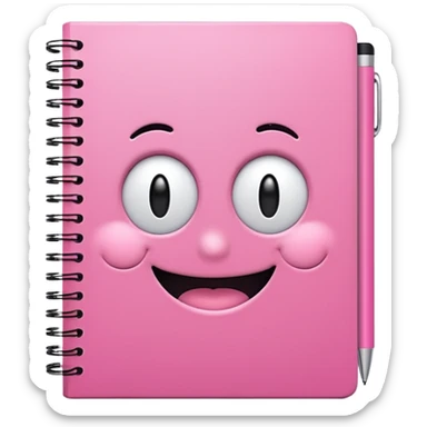 libreta de anillos rosada con carita feliz en la portada sticker