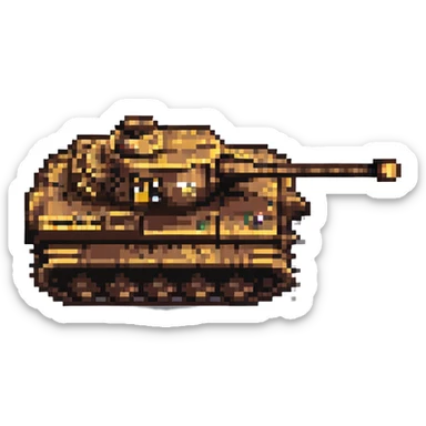 Tiger tank from World War II pixel art sticker