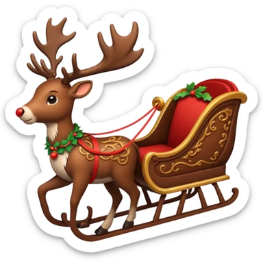 cute reindeer and sleigh sticker