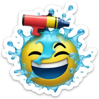 smiley face with water gun sticker