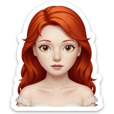 Bride with red hair and pale skin with freckles sticker