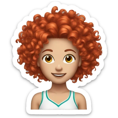 dancing Cheerleader curly red hair fair skin sticker