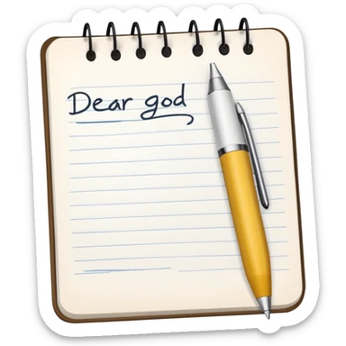 Notepad with "Dear God" written at the top sticker