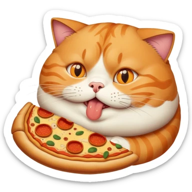 super fat cat eating pizza sticker