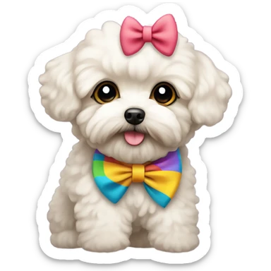 Maltipoo with a bow  sticker