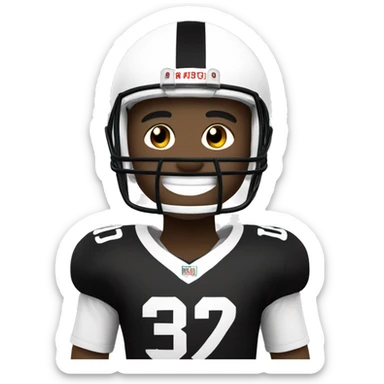 smiling football player in black and white jersey sticker