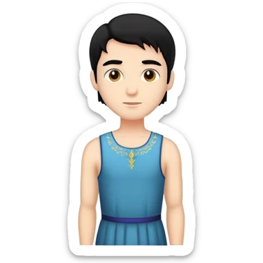 Meditation, black hair, with dress, man sticker