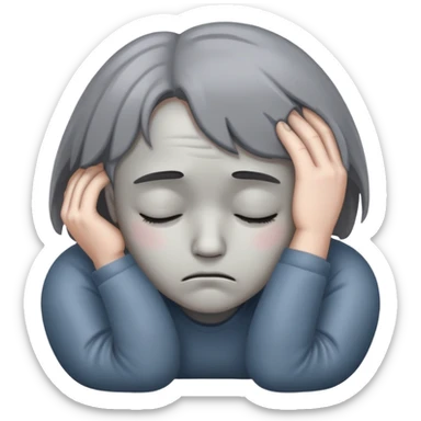 depression slumped posture gray background downcast eyes sticker