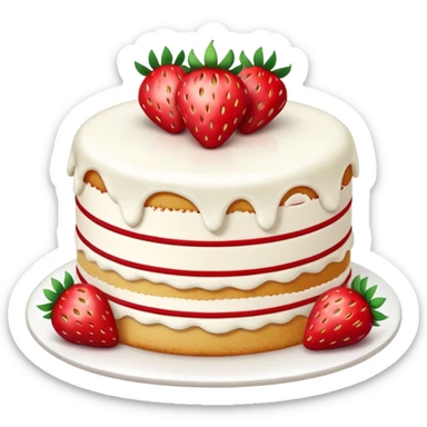 Tasty vanilla strawberry cake cartoon style  sticker