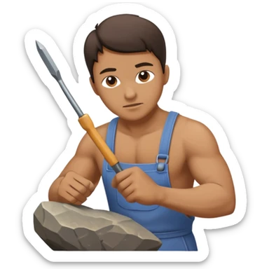 a sculptor during sculpting rock sticker