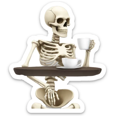 Skeleton drinking coffee sticker