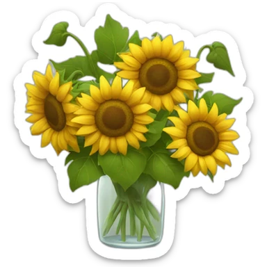 Bouquet of sunflowers in glass sticker