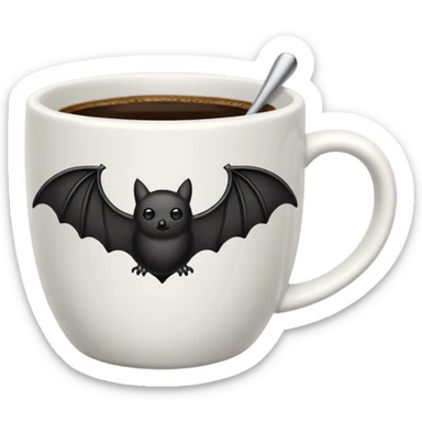 a coffeecup with a bat on it sticker
