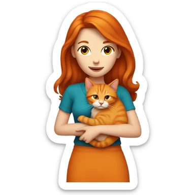 Redhead woman with orange cat sticker
