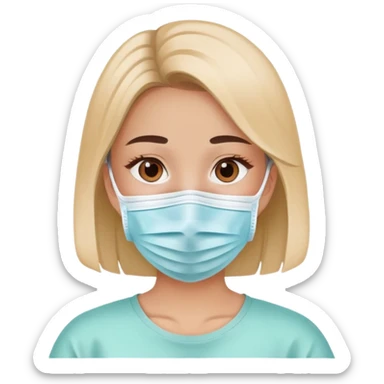 Girl wearing a COVID medical face mask sticker