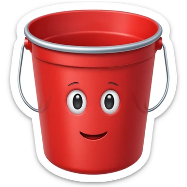 red bucket without handle sticker