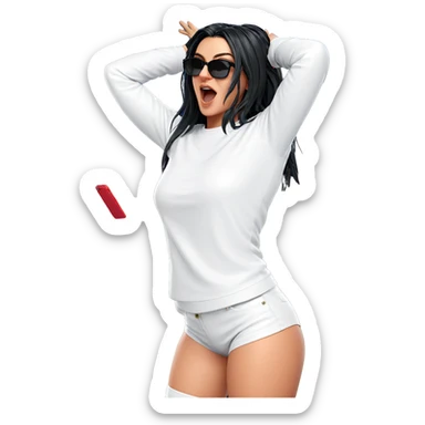 playful girl in sunglasses sticker