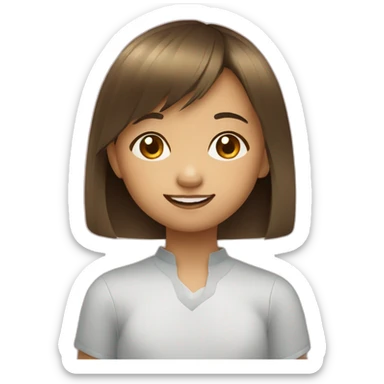 Filipino child girl with short hair fringe slim lost on front tooth sticker