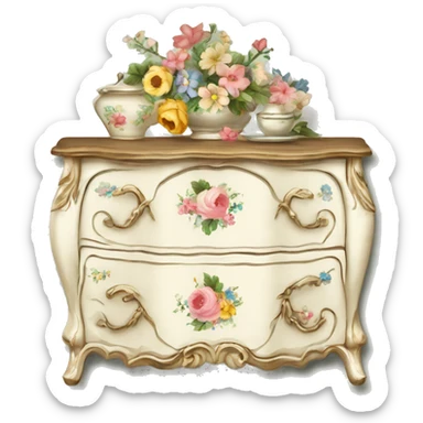 vintage rococo dainty floral dresser sticker