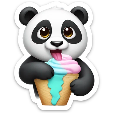 Panda eating ice cream sticker