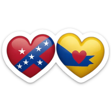 heart Venezuela and Dominican Republic flag sticker