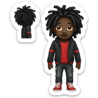 Cute Dark skin with red and black dreads sticker