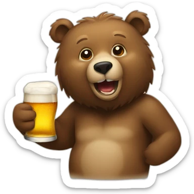 bear drinking beer sticker