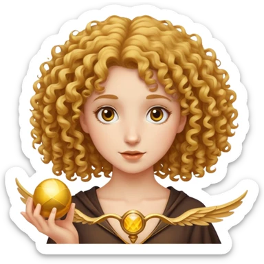 Curly girl with snitch sticker