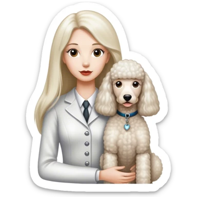 White Standard Poodle and Straight long hair Women sticker
