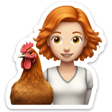 Ginger girl with a brahma hen sticker