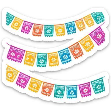 festive garland of colorful mexican papel picado sticker
