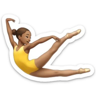 a gymnast with brown hair and brown eyes in a yellow leotard doing a split sticker