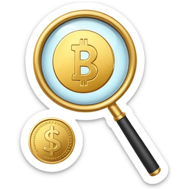 magnifying glass pointing at the coin sticker
