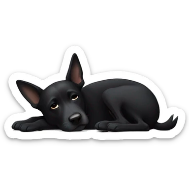 Black dog with pointy ears sleeping sticker