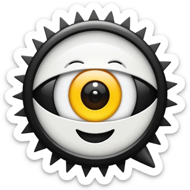 Minimalist emoji-style sticker of a wide open eye with a camera flash bursting into it. High contrast black and white with sharp lines. No gradients.
 sticker