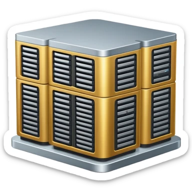 central server surrounded by several small servers, web hosting agency plan sticker